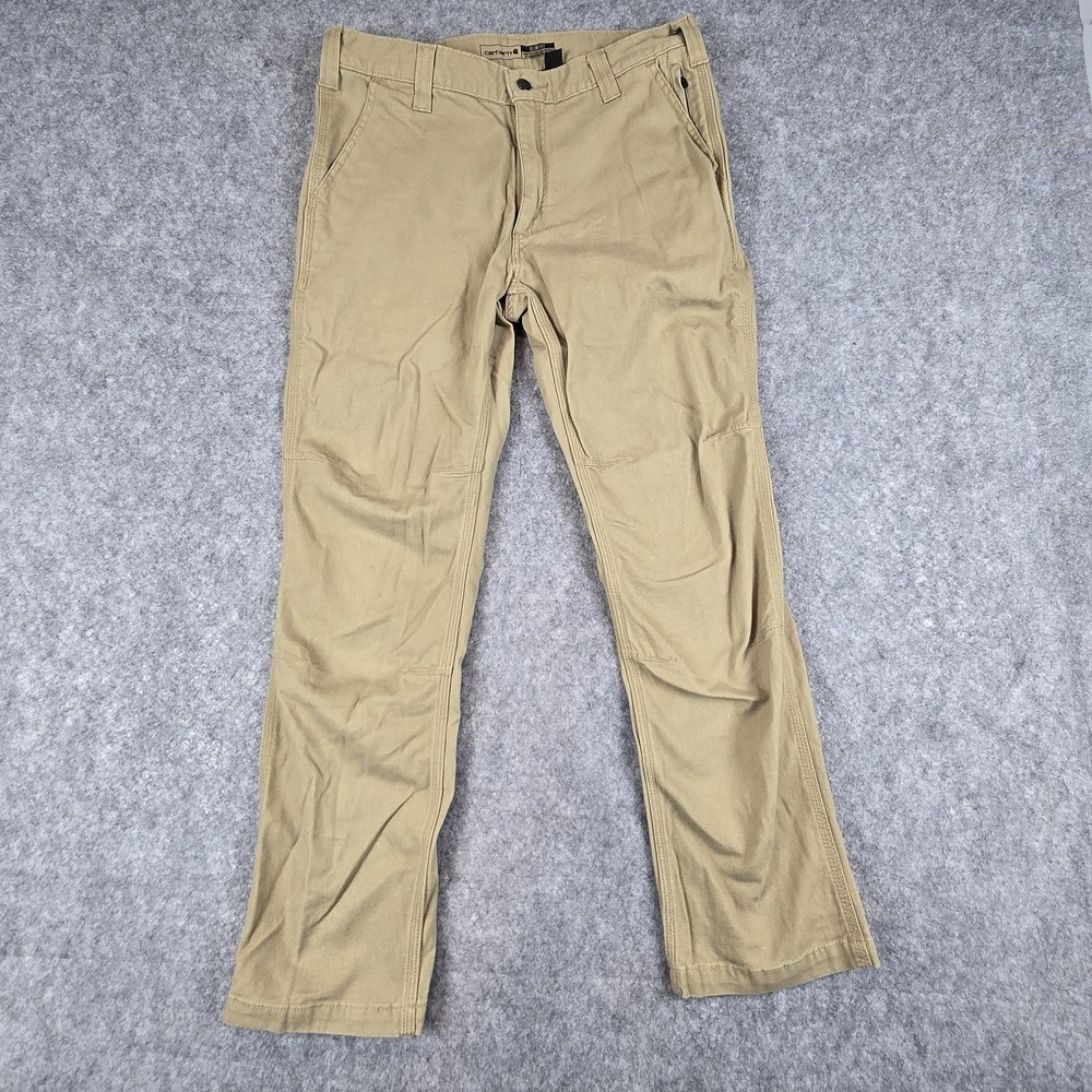 Carhartt Pants Mens 34x30 Beige Rugged Flex Slim Fit Canvas Workwear BN2821-M